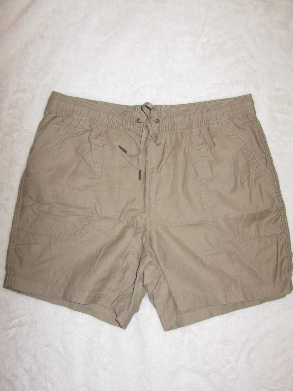 Tahari Tan Cargo Shorts with Drawstring Waist